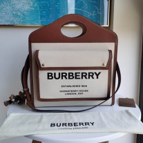 Burberry Medium Logo Canvas & Leather Pocket Bag Brown