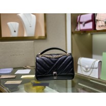 Bvlgari Serpenti Cabochon Agate Bag Calf Leather Black