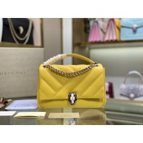 Bvlgari Serpenti Cabochon Agate Bag Calf Leather Yellow