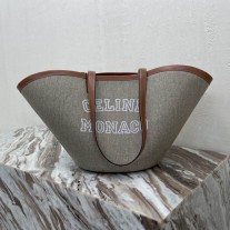 Celine Calfskin Canvas Triomphe Large Couffin Grey