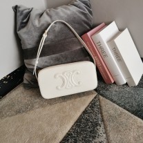 Celine Camera Shoulder Bag Cuir Triomphe Smooth Calfskin White