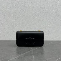 Celine Chain Shoulder Bag Cuir Triomphe Shiny Calfskin Black