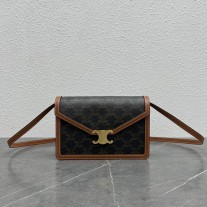 Celine Enveloppe Triomphe Bag Triomphe Canvas Calfskin Tan