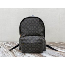 Celine Medium Backpack In Triomphe Canvas Calfskin Black