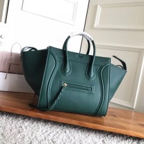 Celine Micro Luggage Handbag Drummed Calfskin 30CM Green