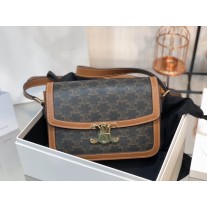Celine Teen Triomphe Bag 22CM Triomphe Canvas Calfskin Tan