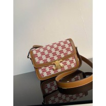 Celine Teen Triomphe Bag Triomphe Canvas Calfskin Red