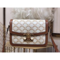 Celine Teen Triomphe Bag 22CM Triomphe Canvas Calfskin White