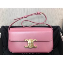 Celine Triomphe Shiny Calfskin Shoulder Bag Pink
