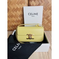 Celine Triomphe Shiny Calfskin Shoulder Bag Yellow