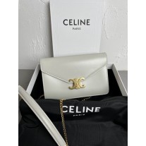 Celine Wallet On Chain Triomphe Shiny Calfskin White
