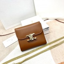 Celine Wallet Triomphe In Shiny Calfskin Tan