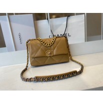 Chanel 19 Handbag 26CM Lambskin Gold-Tone AS1160 Brown