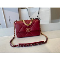 Chanel 19 Handbag 26CM Lambskin Gold-Tone AS1160 Red