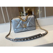 Chanel 19 Handbag 26CM Lambskin Gold-Tone AS1160 Silver