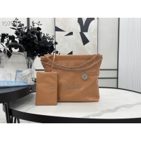 Chanel 22 Bag AS3261 Large Calfskin Caramel