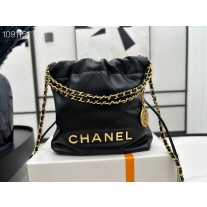 Chanel 23s Mini Shiny Calfskin Bag Black AS3980