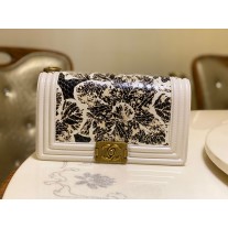 Chanel 25cm Le Boy Python Leather Chain Bag Black White