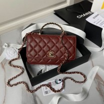 Chanel 2way Shoulder Bag 19cm AP4051 Leather Burgundy