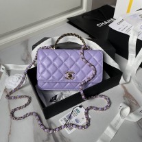 Chanel 2way Shoulder Bag 19cm AP4051 Leather Purple
