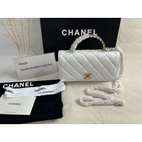 Chanel 2way Shoulder Bag 19cm AP4051 Leather White
