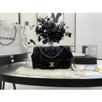 Chanel AS3134 Small Flap Bag 23CM Denim Black