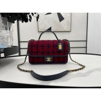 Chanel AS3653 Small Flap Bag 25Cm Wool Tweed Red