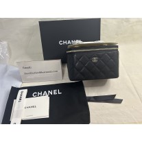 Chanel Caviar Quilted Small Vanity Case Bags with Chain Black