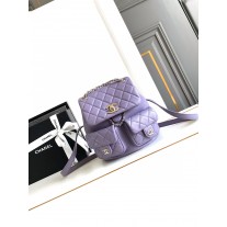 Chanel Duma Backpack Grained Calfskin Gold-Tone Metal AS3787 Purple