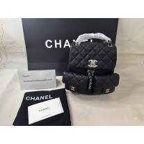 Chanel Duma Backpack Grained Shiny Calfskin Black
