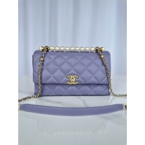 Chanel Flap Bag AS5002 Imitation Pearls Lambskin Purple