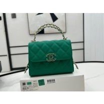 Chanel Kelly Chain Clutch Grained Shiny Calfskin AP3237 Green