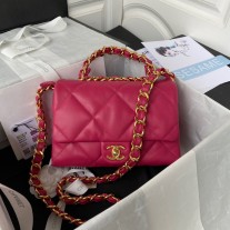Chanel Large Flap Bag Calfskin Leather Gold Hardware Lambskin Red