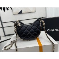 Chanel MIni Chain Clutch AP3232 Lambskin & Shiny Light Gold Metal Black
