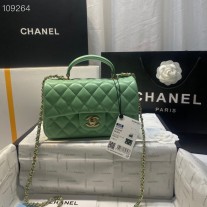 Chanel Mini Flap Bag Top Handle Lambskin AS2431 Green