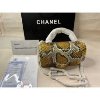 Chanel Mini Flap Handbag Top Handle Python Leather Multicolor