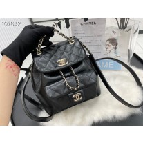 Chanel Small Duma Backpack Calfskin Gold Black AS2908
