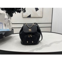 Chanel Small Chain Backpack Matelasse Caviar Skin Black