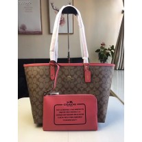 Coach Reversible City Tote In Signature Canvas Bag Cherry