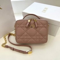 Dior Caro Box Bag Quilted Macrocannage Calfskin Pink