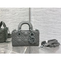 Dior Lady D-Joy Bag16CM Cannage Calfskin Diamond Motif Gray