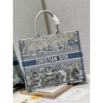 Dior Large Book Tote Blue Multicolor Toile de Jouy Voyage Embroidery