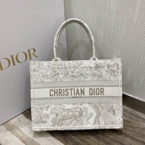 Dior Medium Book Tote 36CM White Multicolor Toile de Jouy Voyage Embroidery