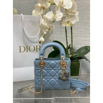 Dior Mini Lady Dior Bag Blue Cannage Lambskin