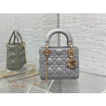 Dior Mini Lady Dior Bag Cannage Lambskin Grey