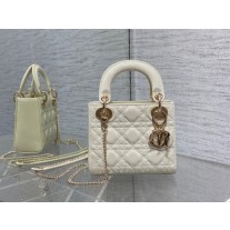 Dior Mini Lady Dior Bag Cannage Lambskin White