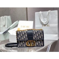 Dior 30 Montaigne East-West Chain Bag 25CM Blue Dior Oblique Jacquard