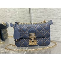 Dior Cannage Dioraddict Studded Bag Lambskin Blue