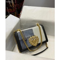 Dolce & Gabbana Devotion Bag in Patchwork Denim Plain Calfskin