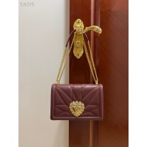 Dolce & Gabbana Devotion Crossbody Bag Quilted Nappa Leather Burgundy